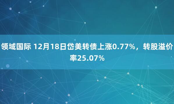 领域国际 12月18日岱美转债上涨0.77%，转股溢价率25.07%