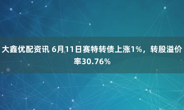 大鑫优配资讯 6月11日赛特转债上涨1%,转股溢价率30.76%